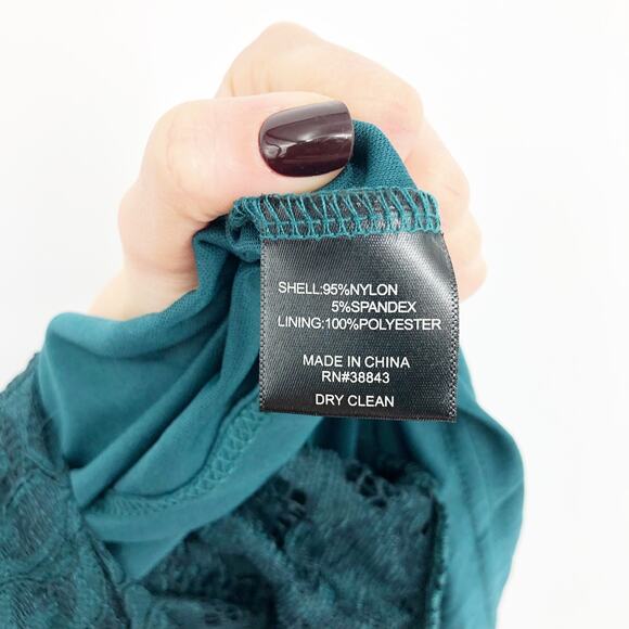 Sam Edelman Womens Lace Sheath Dress 6 Teal Green Midi Sleeveless NWT - Picture 12 of 13